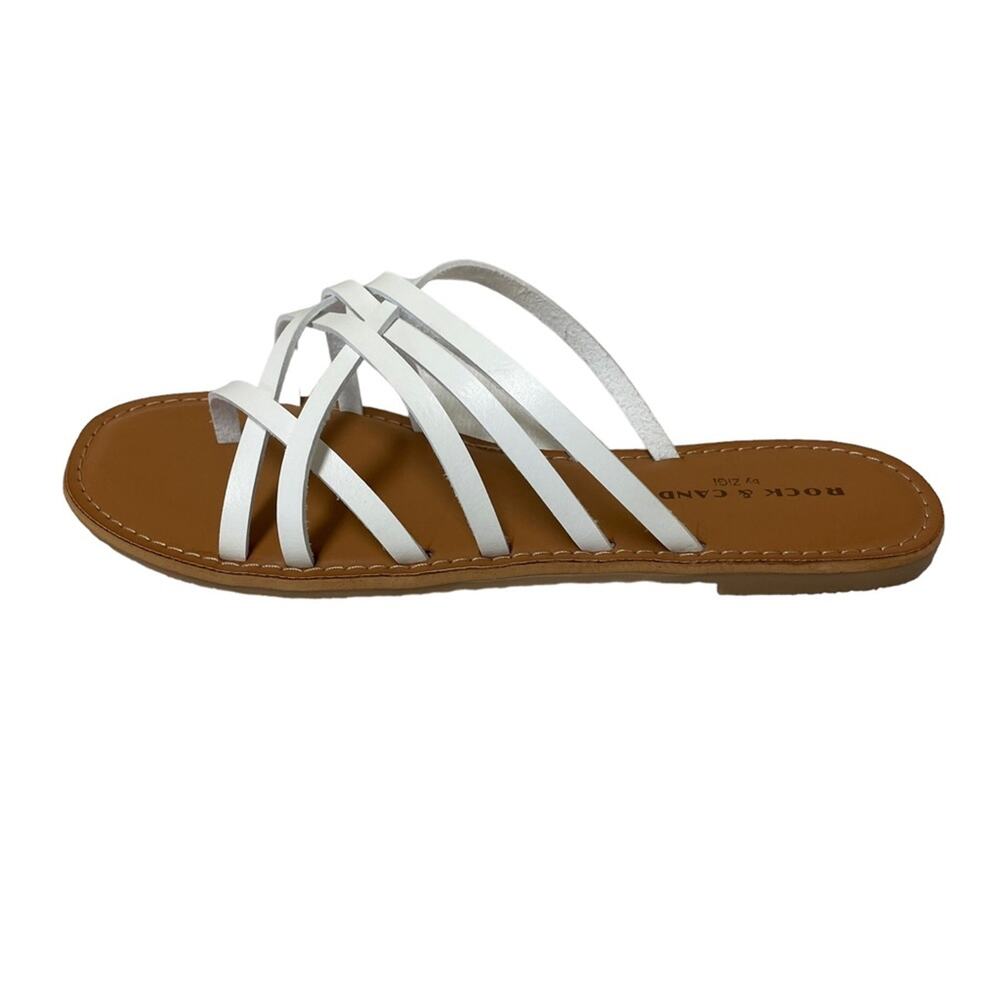 Rock & Candy Amara Strappy White Flat Sandals size 10 New without box